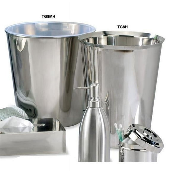 Tatara Group Gloss Collection 9 Quart Wastebasket -Fits Plastic Liner - Mirror Finish -pack of 6