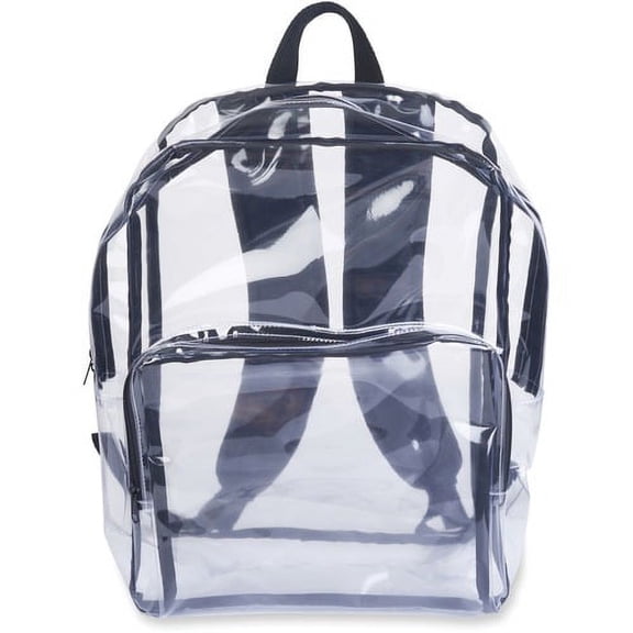 Tatco Carrying Case (Backpack) Notebook - Clear, Black - Vinyl Body - Shoulder Strap - 17.5" Height x 14.3" Width x 5.5" Depth - 1 Each | Bundle of 10 Each