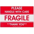 thumbnail image 1 of Tatco Fragile/Handle With Care Shipping Label - "Fragile - Handle with Care" , "Thank You" - 3" x 5" Length - Rectangle - Red - 500 / Roll - 500 / Roll | Bundle of 5, 1 of 2