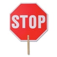 thumbnail image 1 of Tatco Handheld Stop Sign - 1 Each - Stop Print/Message - 18" Width x 18" Height - White Print/Message Color - Weather Proof, Long Lasting, Lightweight, Comfortable Grip - Wood - Red, 1 of 4