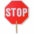 thumbnail image 1 of Tatco Handheld Stop Sign - 1 Each - Stop Print/Message - 18" Width x 18" Height - White Print/Message Color - Weather Proof, Long Lasting, Lightweight, Comfortable Grip - Wood - Red, 1 of 4