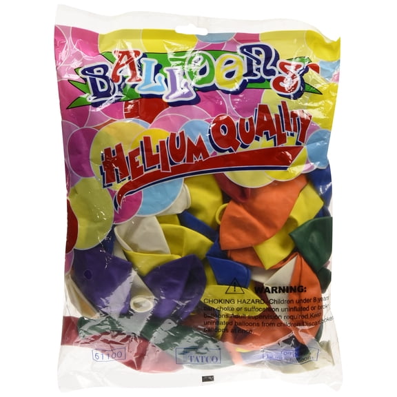 Tatco Helium-Quality Latex Balloon - 12" Diameter - Assorted - 100 / Pack (TCO61100) C51