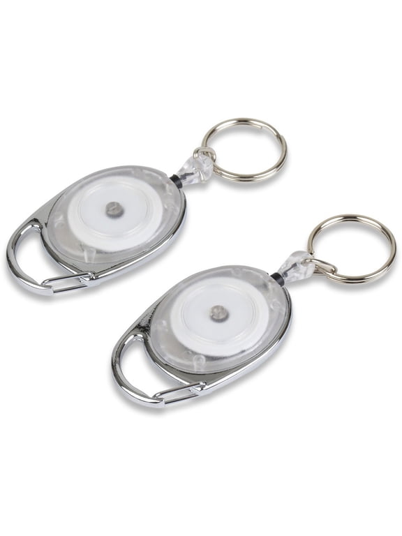 , TCO58200, Reel Key Chain with Chrome Carabiner, 6 / Pack, Chrome