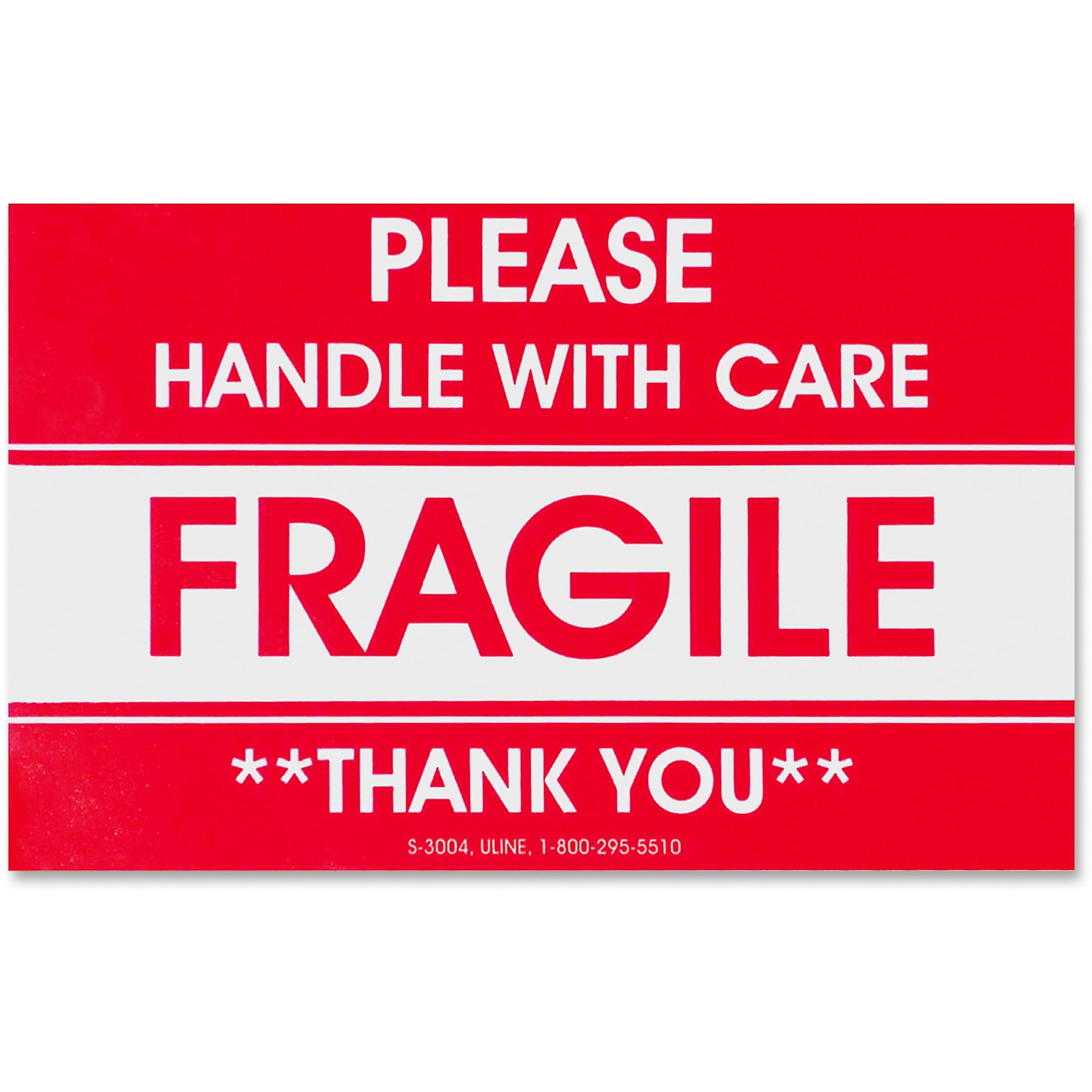 Universal® Printed Message Self-Adhesive Shipping Labels, FRAGILE Handle  with Care, 3 x 5, Red/Clear, 500/Roll