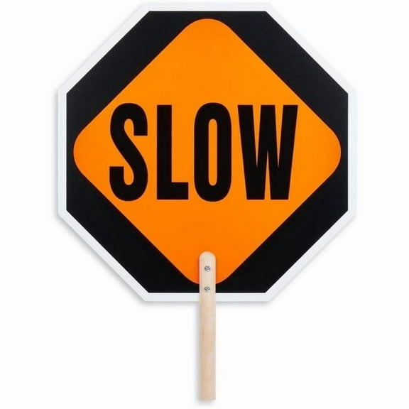 Tatco TCO17530 0.2 x 18 in. Stop & Slow 2-Sided Handheld Sign