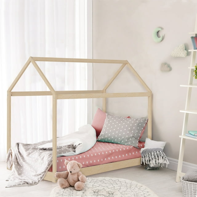 Tate House Canopy Twin Bed, Natural, by Hillsdale Living Essentials