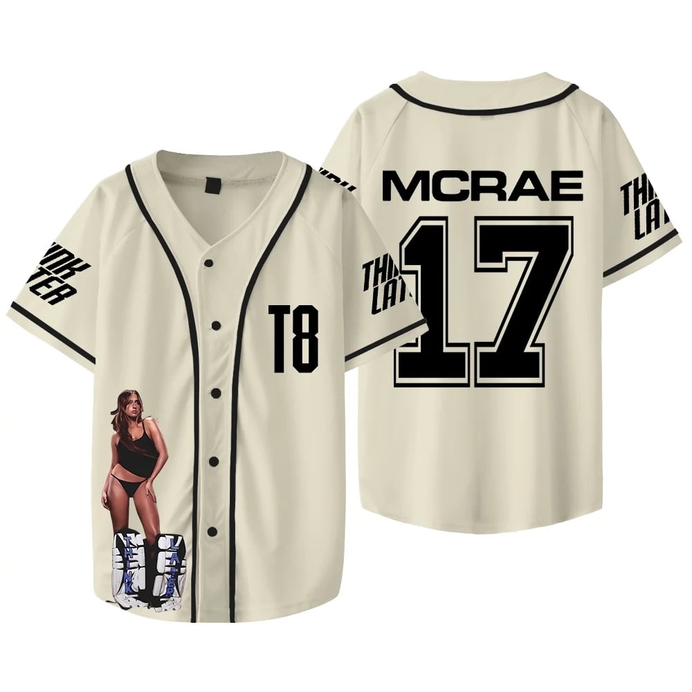 Tate McRae 17 Jersey Think Later Merch Baseball Jacket Short Sleeve ...