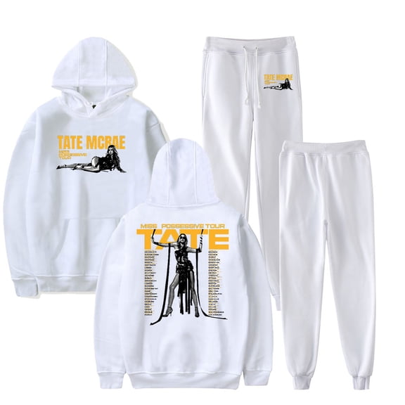 Tate McRae Miss Possessive Tour Men/Women Fall Suit Hoodies Sportswear Hooded Ankle Banded Pant Two Piece Set