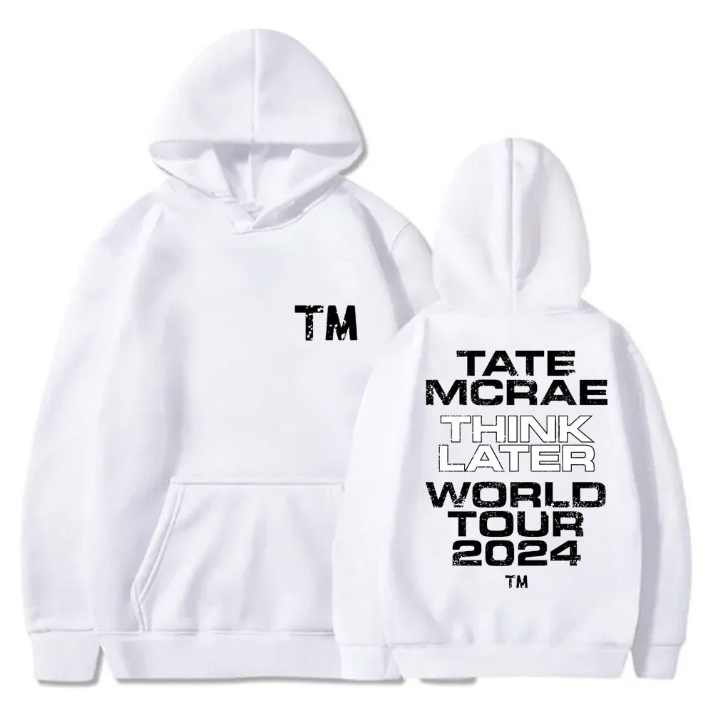 Tate McRae T8 World Tour Hoodies Think Later Logo Merch