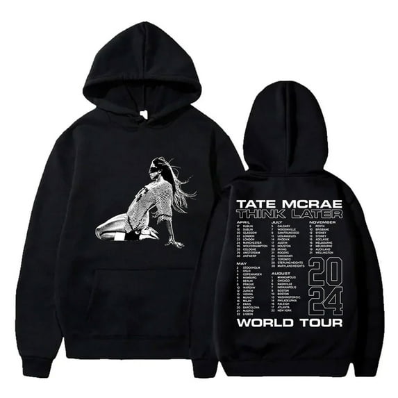 Tate McRae Think Later Hoodies New Logo Merch Pullovers Women Men Fashion Casual Sweatshirts