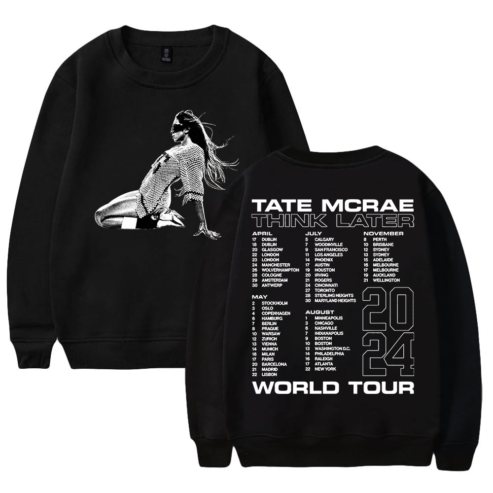 テイトマクレー TATE McRAE T8 ワールドツアー 2024 スウェット Tate McRae T8 World Tour Hoodies Think Later Logo Merch
