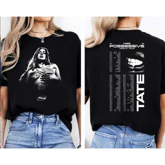 Tate Mcrae Pose Black Tour Tee Miss Possessive Tour 2025 Unisex, Sizes S-5XL - Gategoo