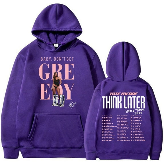 Tate Mcrae The Think Later World Tour 2025 Hoodie Men Women Vintage Oversized Hip-hop Sweatshirt Streetwear Fleece Pullover Male