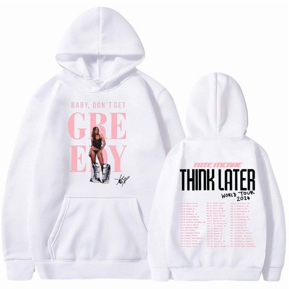 Tate Mcrae The Think Later World Tour 2025 Hoodie Men Women Vintage Oversized Hip-hop Sweatshirt Streetwear Fleece Pullover Male