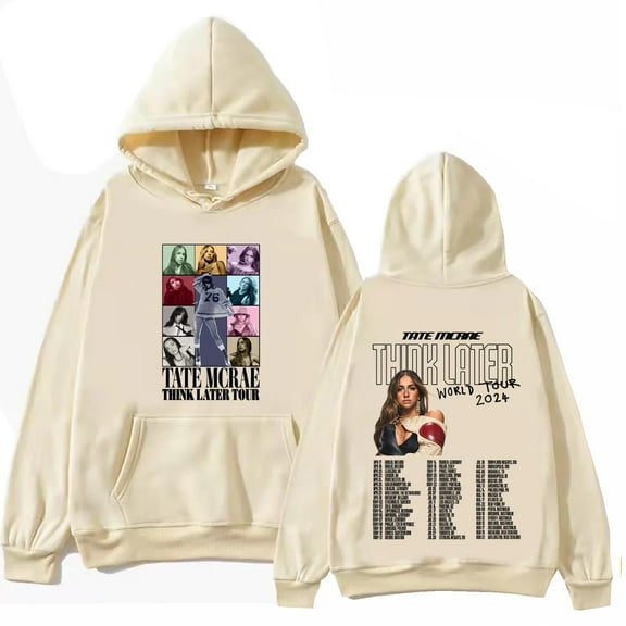 Tate Mcrae Think Later World Tour 2025 Hoodie Spring and Summer Tops Long Sleeve Regular Sweatshirt Music Fans Gift Printing