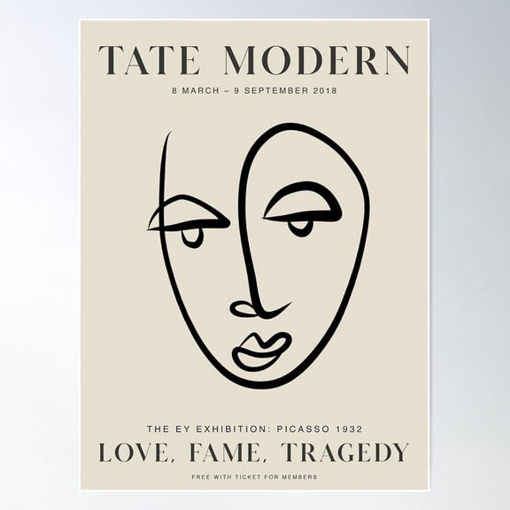 Tate Modern Love Fame Tragedy Poster Wall Art, Modern Wall Decor For Living Room Bedroom, 24x36 UNFRAMED