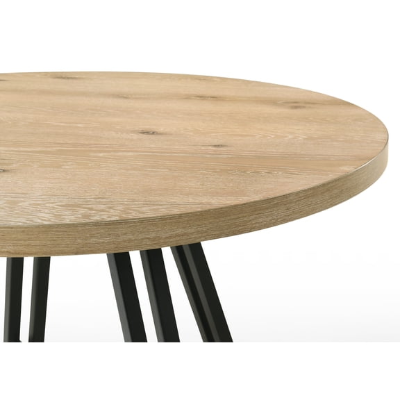 Tate Oak Finish 47" Round Dining Table with Metal Base