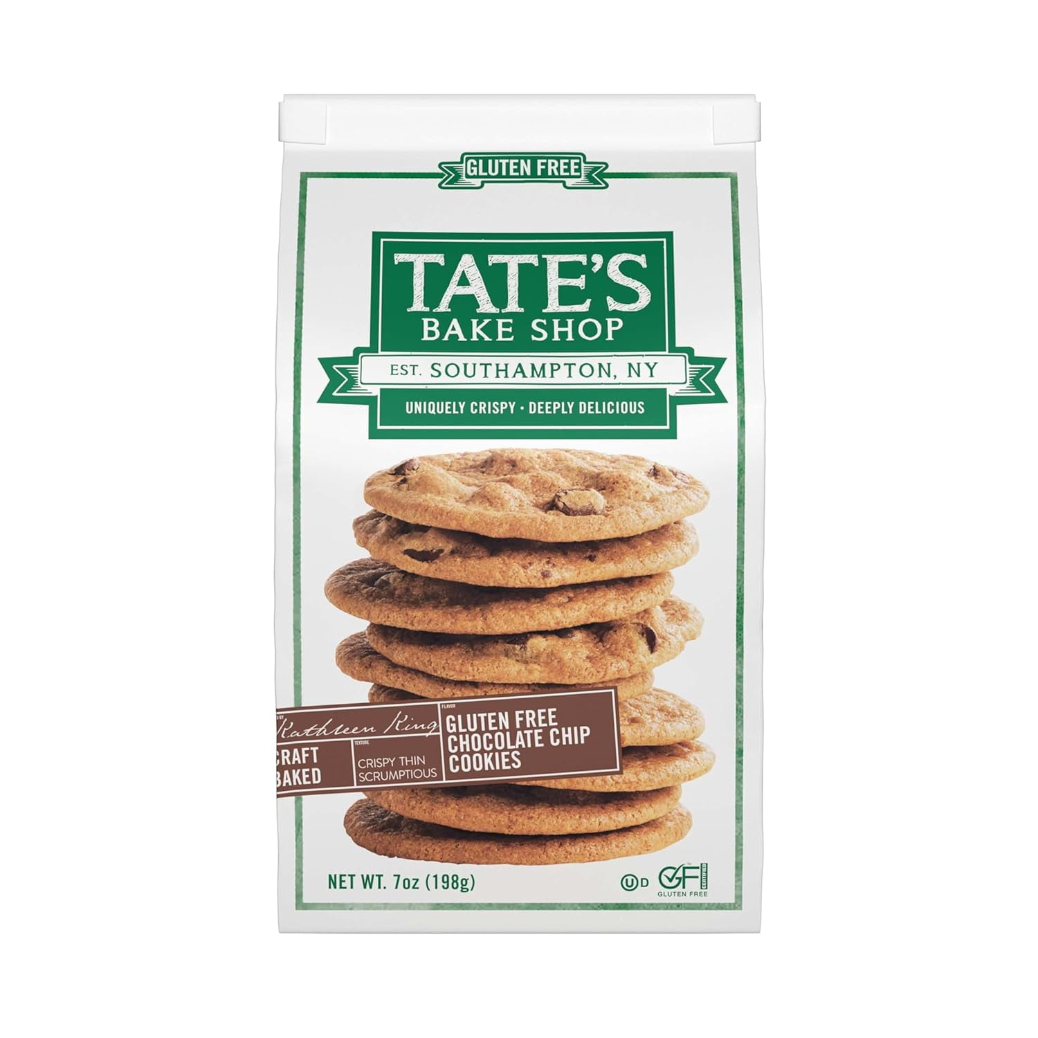 Pack of 6, Tates Gluten Free Chocolate Chip Cookies, 7 oz
