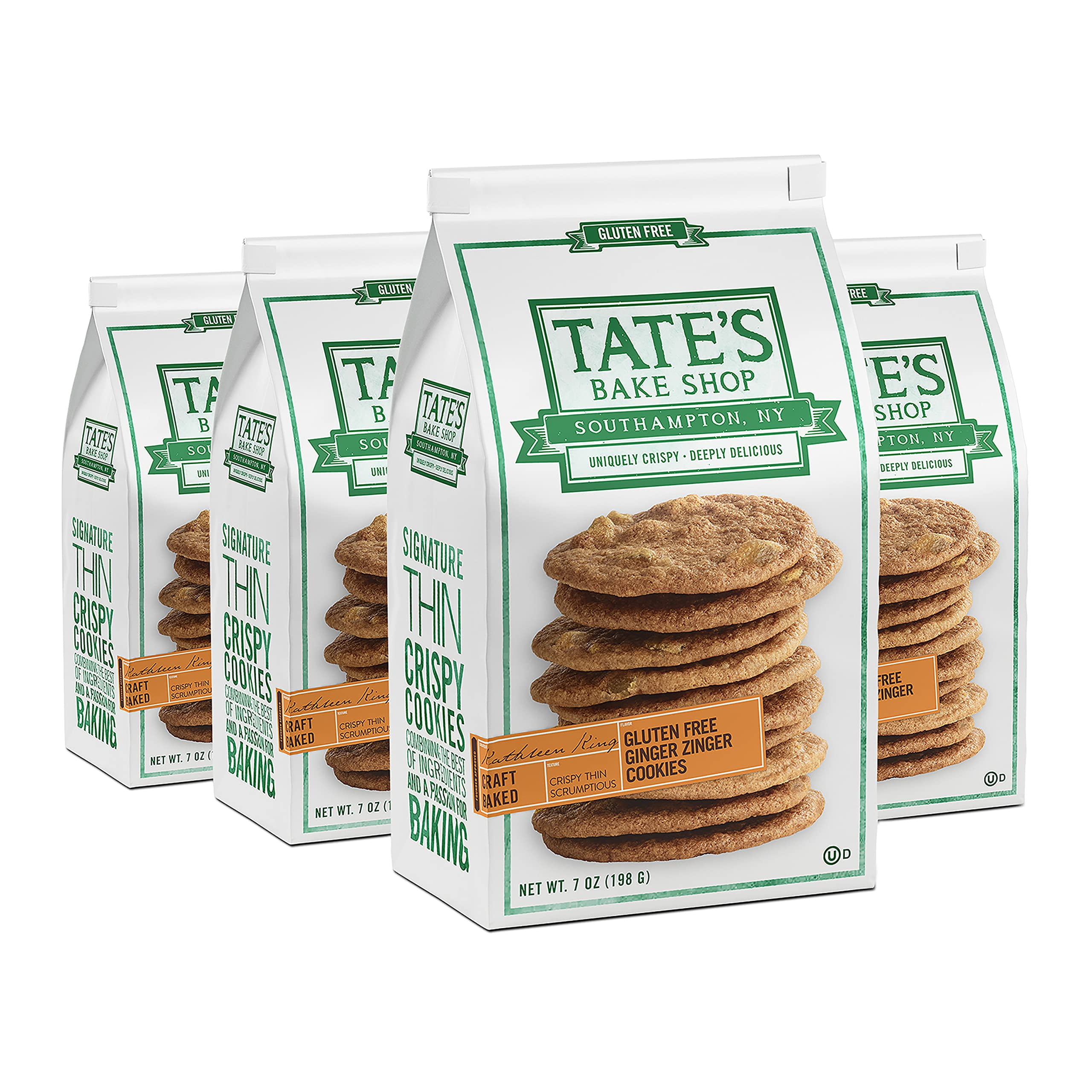 Tate's Bake Shop Gluten YPF5 Free Ginger Zinger Cookies, 4 7 oz Bags