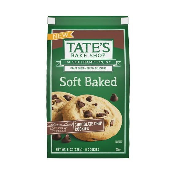Tate's Bake Shop Soft Baked Cookies, Chocolate Chip, 8 oz ( 3 Pack )