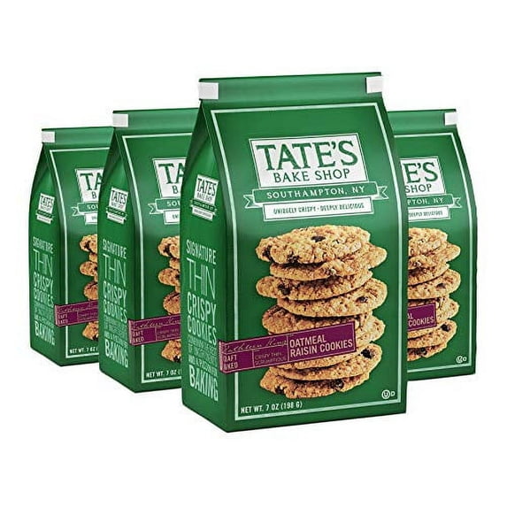 Tate's Bake Shop Thin & Crispy Cookies, Oatmeal Raisin, 7 Oz, 4Count