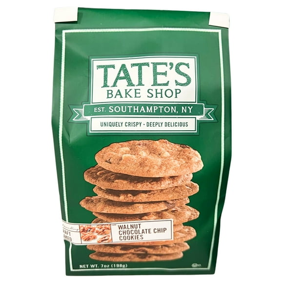 Tates Bake Shop Walnut Chocolate Chip Cookies 7 Oz 1 Pack, Crispy Gourmet Snack Kosher Treat