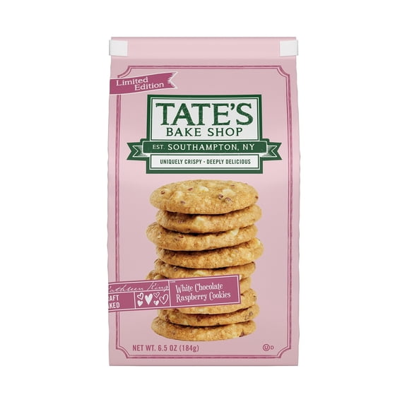 Tate's Bake Shop White Chocolate Raspberry Cookies, Limited Edition, 6.5 oz