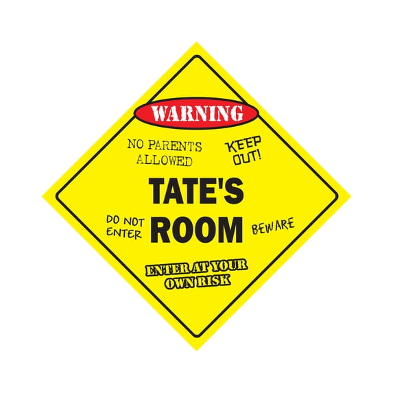 Tate's Room Sign Crossing Zone Xing | Indoor/Outdoor | 14" Tall kids bedroom decor door children's name boy girl
