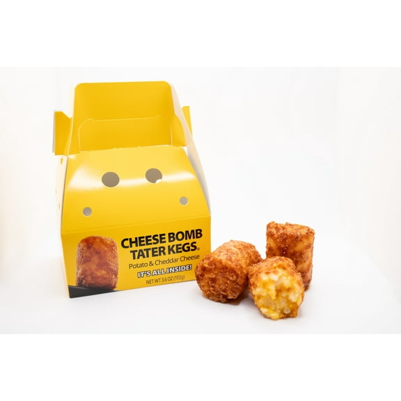 Tater Kegs Hot & Ready-to-Eat, Cheese Bomb, Shelf-Stable, 3 Count, 3.8oz (108g)