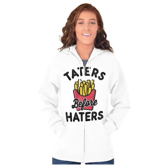 Taters Before Haters French Fries Zip Up Hoodie Men's Women's Brisco Brands M