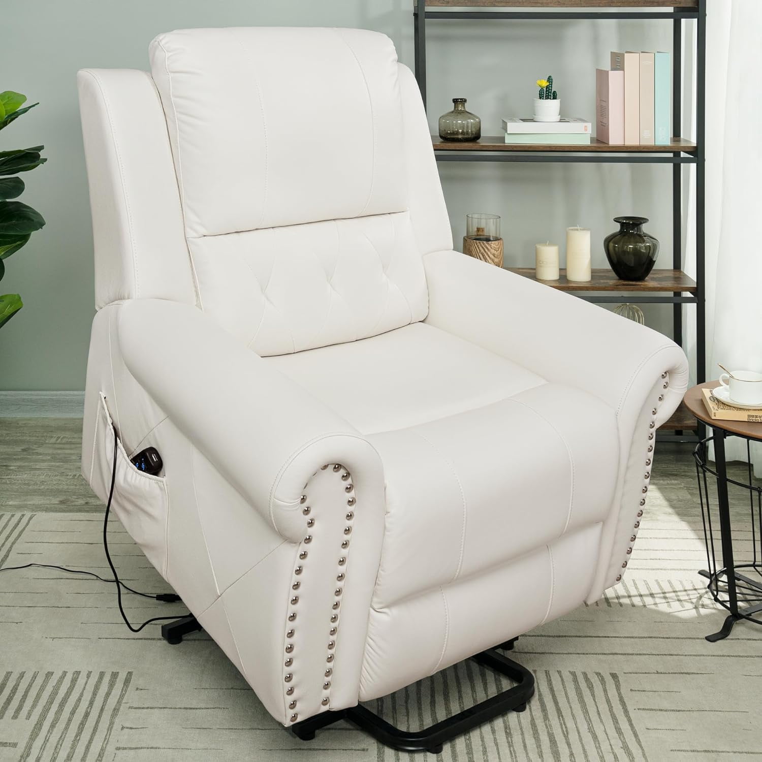 Tatiana Oversized Air Leather Power Lift Recliner Chair with Footrest