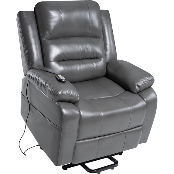 Tatiana Oversized Air Leather Power Lift Recliner Chair with Footrest. Reclining Chair with Remote Control, Premium Studded