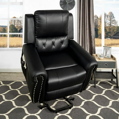 Tatiana Oversized Air Leather Power Lift Recliner Chair with Footrest. Reclining Chair with Remote Control, Premium Studded