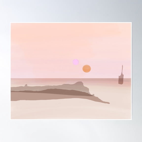 Tatooine Sunset Binary Sunset Poster Wall Art, Modern Wall Decor, 16x24 UNFRAMED