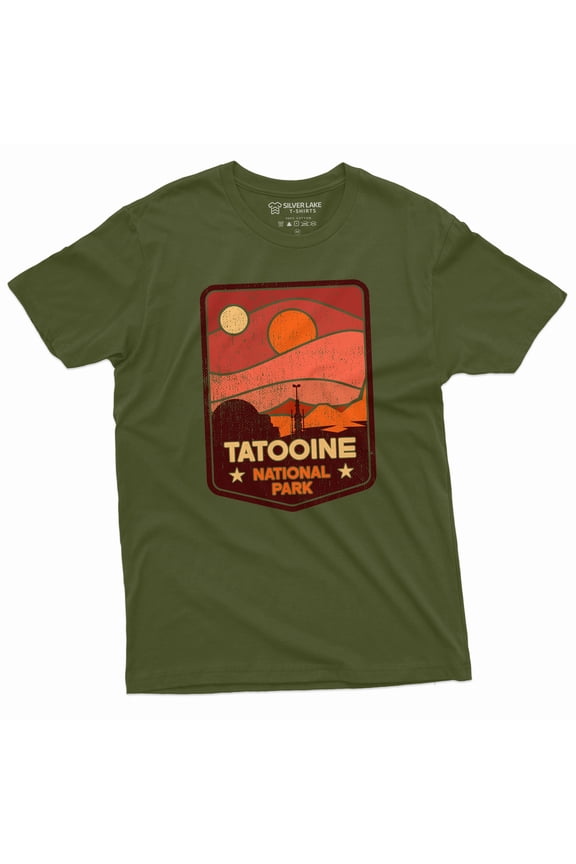 Tatooine Sunset T-Shirt Tatooine T-Shirt Popular Culture Shirt Tatooine National Park Shirt (XX-Large Military Green)