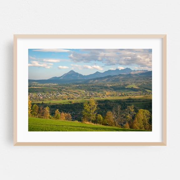 The Tatras From Ząb 02 - Ząb Małopolskie Poland Photography Landscape Mountain Scenic Nature Rural Autumn Travel Poster Oak Framed Wall Art Print 5 x 7 inches