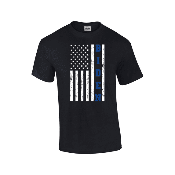 Tattered American Biden Flag Democrat Party Political Short Sleeve Mens Graphic T-Shirt-Black-xxxl
