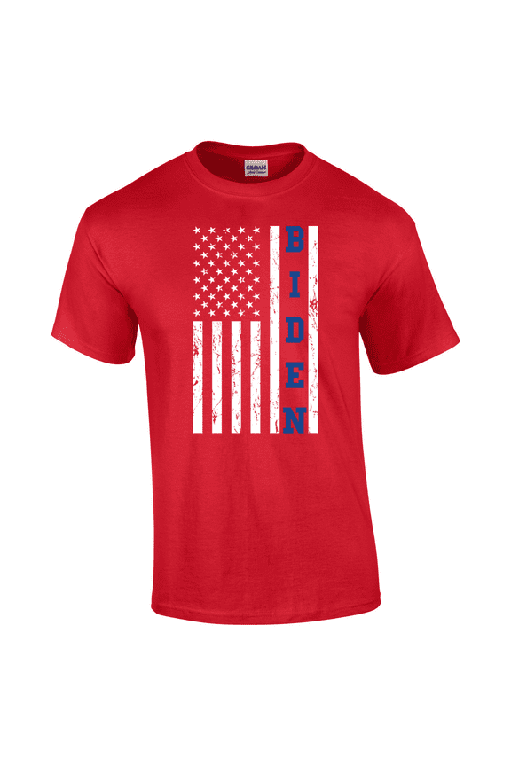Tattered American Biden Flag Democrat Party Political Short Sleeve Mens Graphic T-Shirt-Red-xl