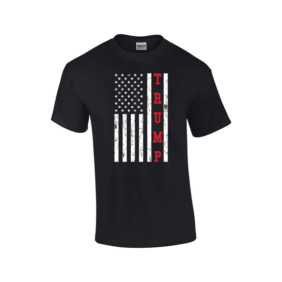 Tattered American Trump Flag Republican Political Party Short Sleeve Mens Graphic T-Shirt-Black-large