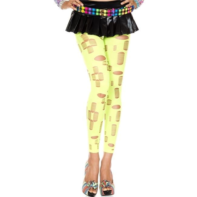Tattered & Cut Out Leggings Neon Green