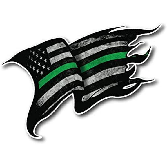Tattered Distressed Thin Green Line Green Lives Matter Flag Military Soldier Army Navy Decal Sticker for Car Truck Auto Glass Safe for Paint - Bubble Free Adhesive