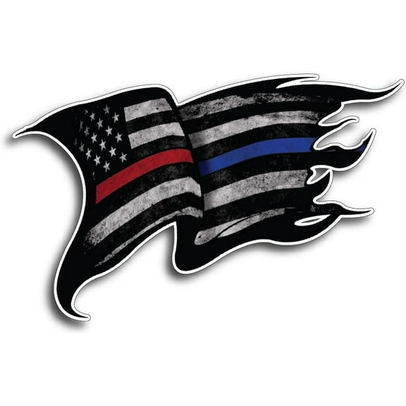 Tattered Distressed Thin Red Line Flag Firefighter Fire Department Fire Truck Red Lives Matter Decal Sticker Car Truck RLM