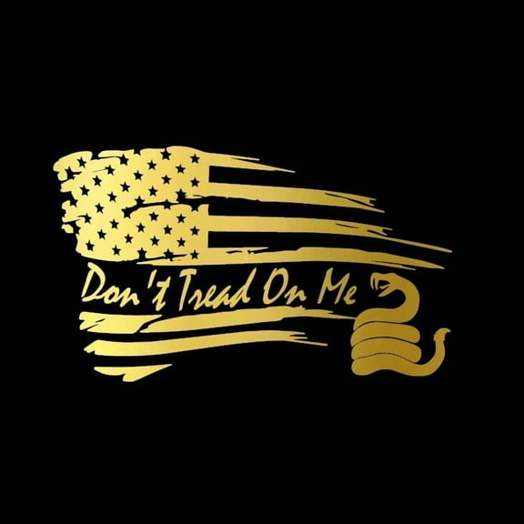 Tattered Flag with DTOM Snake Live Free or Die Vinyl Decal Sticker UV & Waterproof Bumper Window Laptop Automotive Water Bottle Gift accessories – GOLD 11"