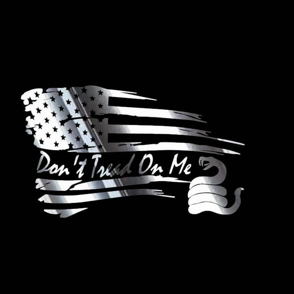 Tattered Flag with DTOM Snake Live Free or Die Vinyl Decal Sticker UV & Waterproof Bumper Window Laptop Automotive Water Bottle Gift accessories SILVER CHROME 11"