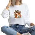thumbnail image 1 of Tattered Pumpkin Fall Sweatshirt Funny Women Thanksgiving Casual Long Sleeve Graphic Shirts Pullover Tops, 1 of 4