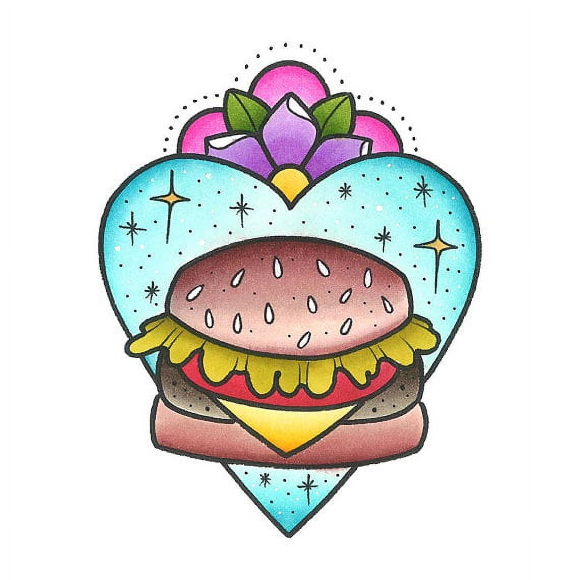 Tattify Burger Temporary Tattoo Cheeseburger in Paradise (Set of 2