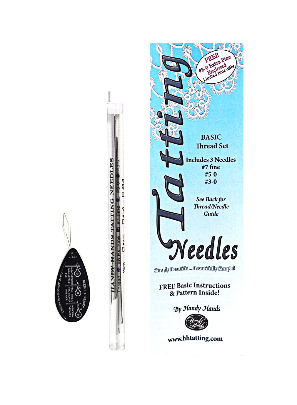 Handy Hands 3Piece Tatting Needles Set for Thread,Gray
