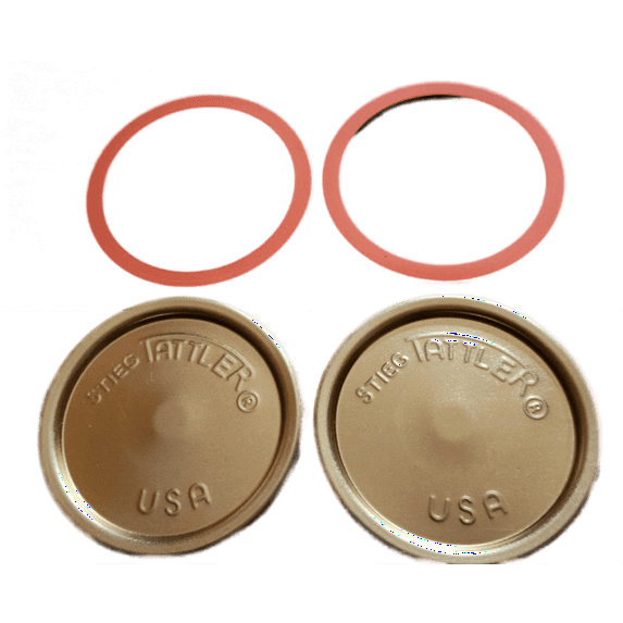 Tattler Canning Lids 50 Count Seal-Loc DISPOSABLE Wide Mouth Metal Lids With Rubber Rings