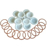 Tattler E-Z Seal Reusable Canning Lids - 3 Dozen Bulk Regular Mouth Lids + Rubber Rings - 36 Canning Lids + 36 Rubber Rings - Color - White