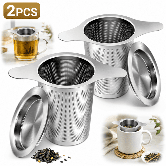 Tattom 2 pack Tea Infuser for Loose Tea,Large Capacity Loose Tea Strainer Leaf Tea Steeper 18/8 Stainless Steel Loose Leaf Tea Infuser Double Handles Loose Tea Steeper Mugs, Cups Tea Diffuser